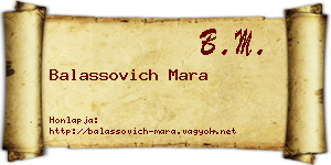 Balassovich Mara névjegykártya